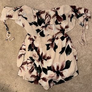 American Eagle floral off the shoulder romper